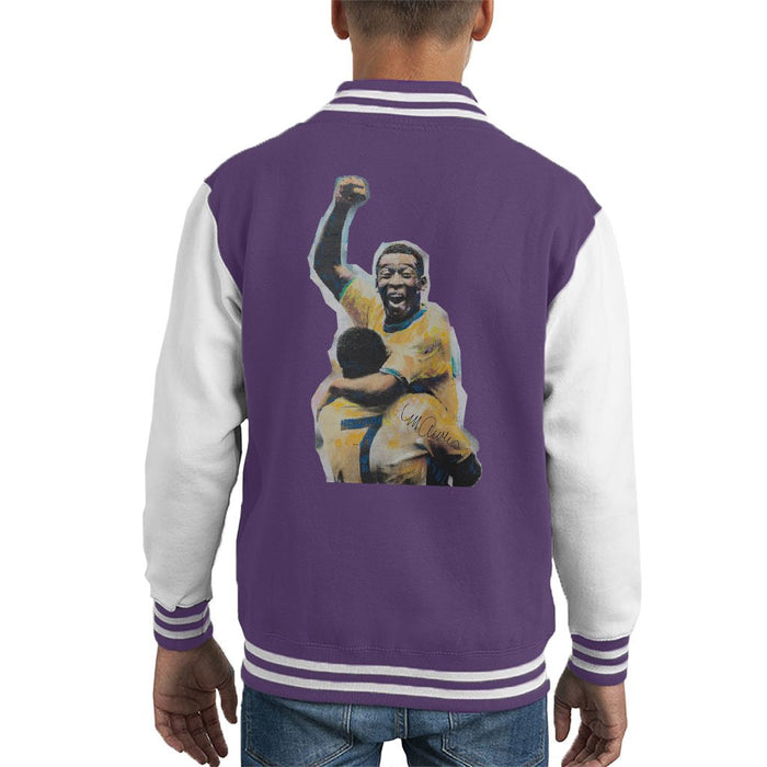 Sidney Maurer Original Portrait Of Pele Kids Varsity Jacket - Kids Boys Varsity Jacket