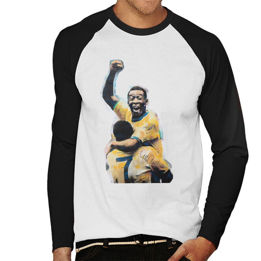 Sidney Maurer Original Portrait Of Pele Mens Baseball Long Sleeved T-Shirt - Mens Baseball Long Sleeved T-Shirt