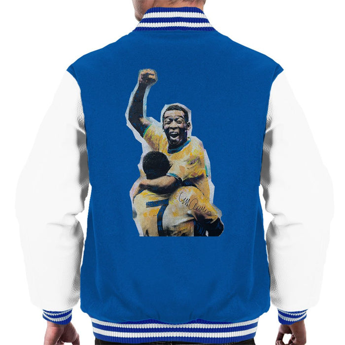 Sidney Maurer Original Portrait Of Pele Mens Varsity Jacket - Small / Royal/White - Mens Varsity Jacket