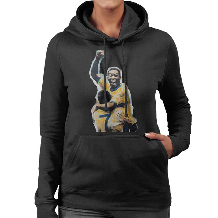 Sidney Maurer Original Portrait Of Pele Womens Hooded Sweatshirt - Womens Hooded Sweatshirt