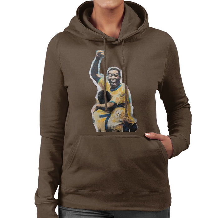 Sidney Maurer Original Portrait Of Pele Womens Hooded Sweatshirt - Womens Hooded Sweatshirt