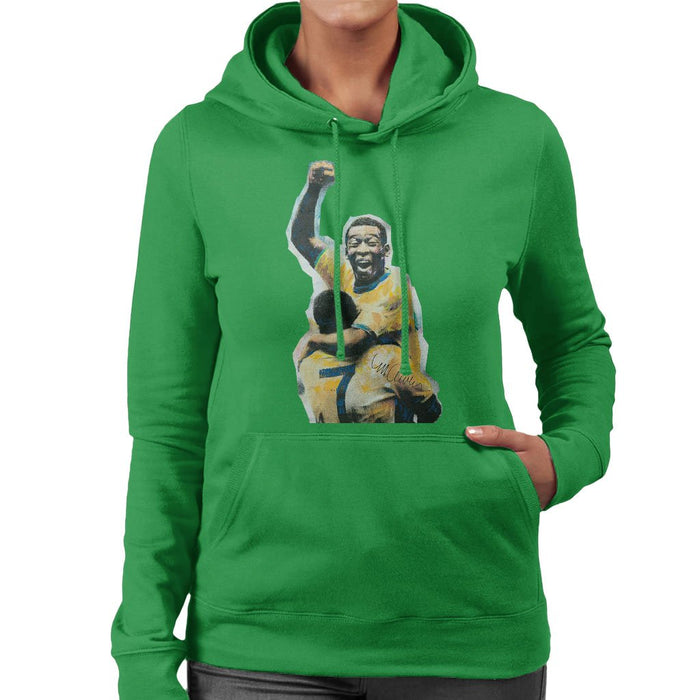 Sidney Maurer Original Portrait Of Pele Womens Hooded Sweatshirt - Womens Hooded Sweatshirt