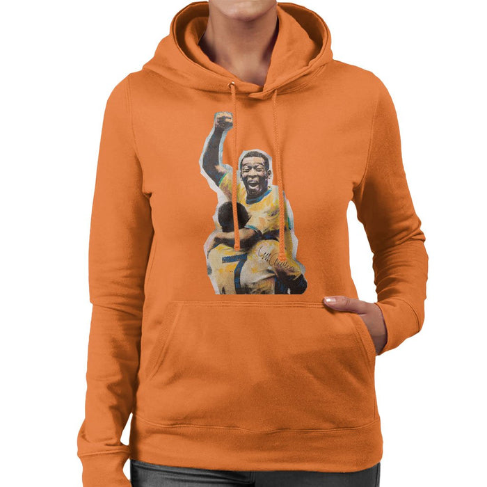 Sidney Maurer Original Portrait Of Pele Womens Hooded Sweatshirt - Womens Hooded Sweatshirt