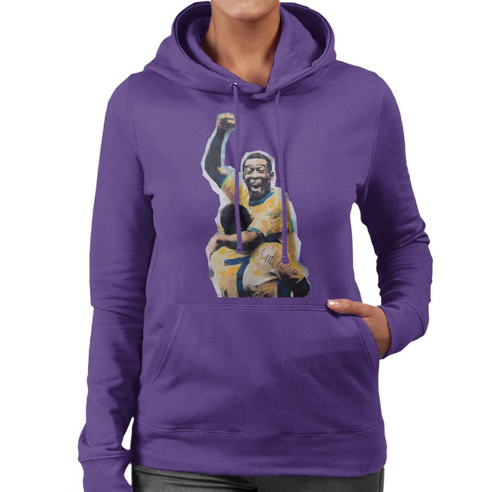 Sidney Maurer Original Portrait Of Pele Womens Hooded Sweatshirt - Womens Hooded Sweatshirt