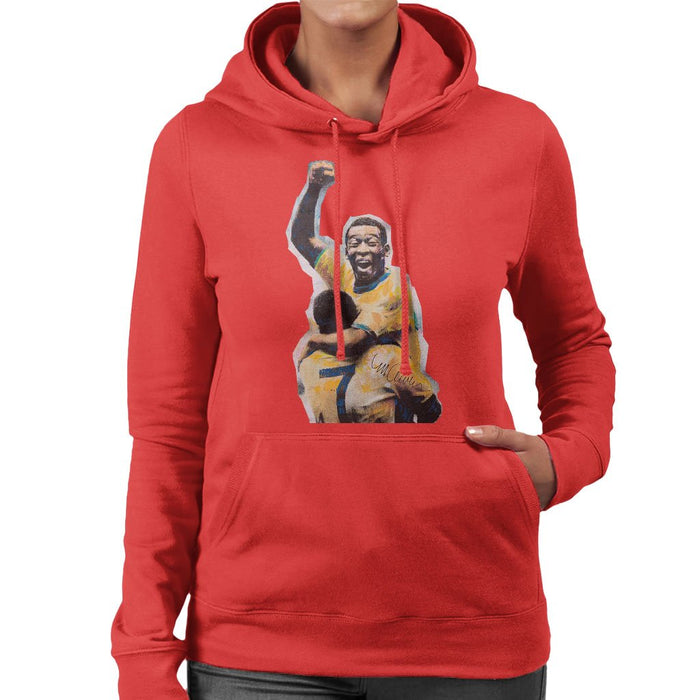 Sidney Maurer Original Portrait Of Pele Womens Hooded Sweatshirt - Womens Hooded Sweatshirt