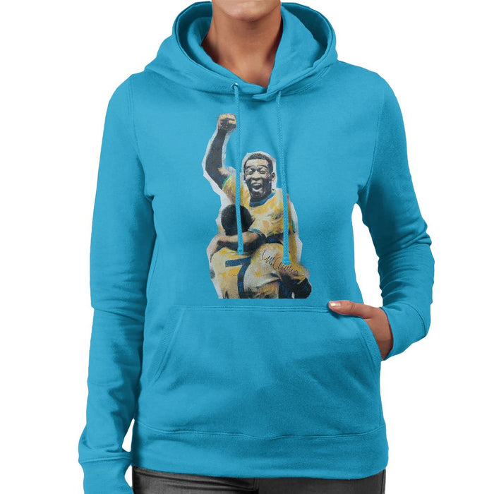 Sidney Maurer Original Portrait Of Pele Womens Hooded Sweatshirt - Womens Hooded Sweatshirt