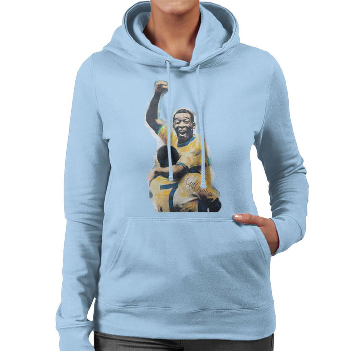 Sidney Maurer Original Portrait Of Pele Womens Hooded Sweatshirt - Womens Hooded Sweatshirt