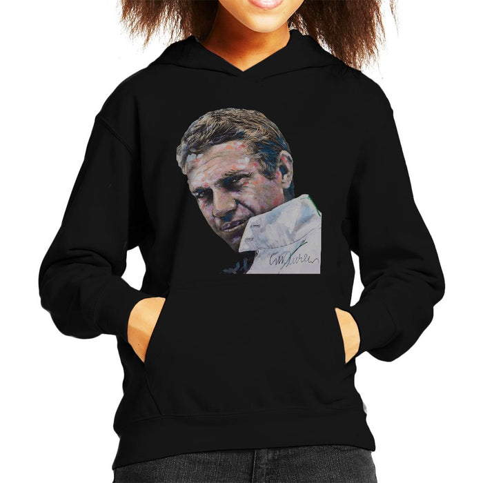 Sidney Maurer Original Portrait Of Steve McQueen Kids Hooded Sweatshirt - Kids Boys Hooded Sweatshirt
