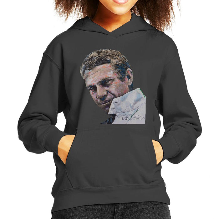 Sidney Maurer Original Portrait Of Steve McQueen Kids Hooded Sweatshirt - Kids Boys Hooded Sweatshirt