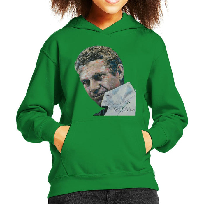 Sidney Maurer Original Portrait Of Steve McQueen Kids Hooded Sweatshirt - Kids Boys Hooded Sweatshirt