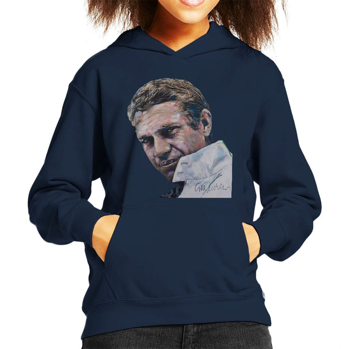 Sidney Maurer Original Portrait Of Steve McQueen Kids Hooded Sweatshirt - Kids Boys Hooded Sweatshirt