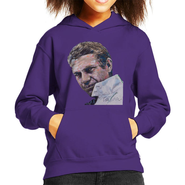 Sidney Maurer Original Portrait Of Steve McQueen Kids Hooded Sweatshirt - Kids Boys Hooded Sweatshirt