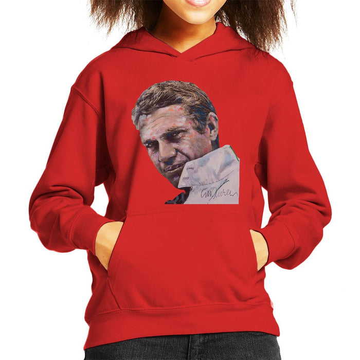 Sidney Maurer Original Portrait Of Steve McQueen Kids Hooded Sweatshirt - Kids Boys Hooded Sweatshirt