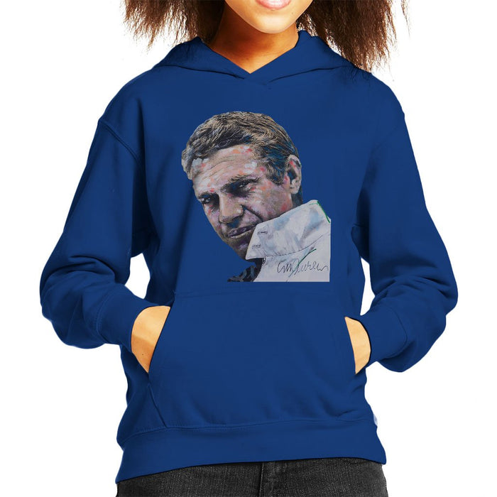 Sidney Maurer Original Portrait Of Steve McQueen Kids Hooded Sweatshirt - Kids Boys Hooded Sweatshirt
