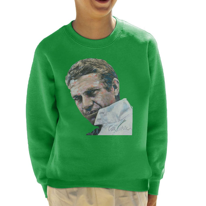 Sidney Maurer Original Portrait Of Steve McQueen Kids Sweatshirt - Kids Boys Sweatshirt