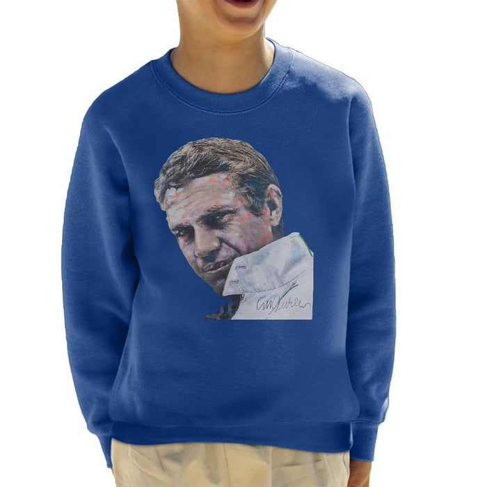 Sidney Maurer Original Portrait Of Steve McQueen Kids Sweatshirt - Kids Boys Sweatshirt