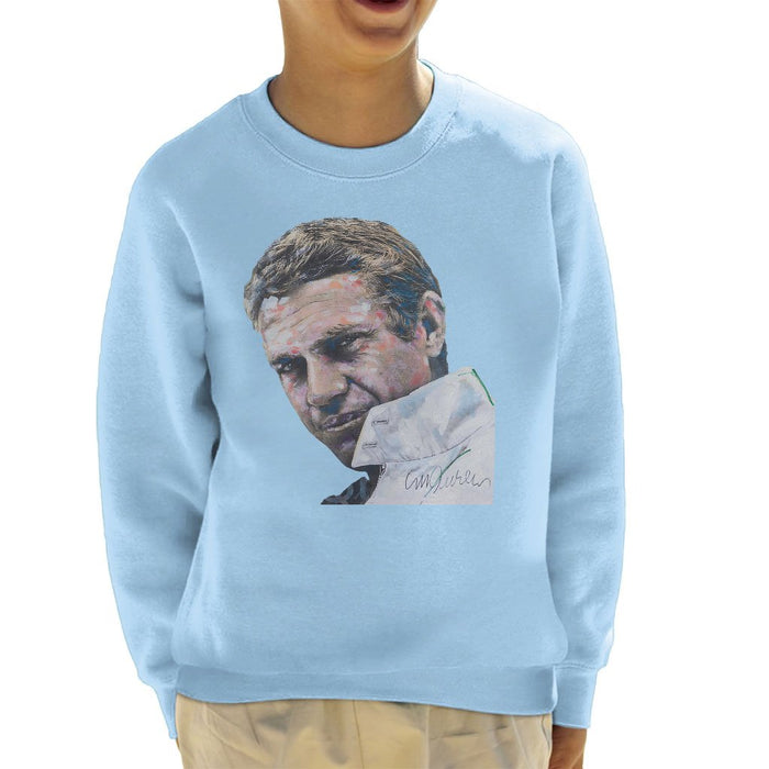 Sidney Maurer Original Portrait Of Steve McQueen Kids Sweatshirt - Kids Boys Sweatshirt