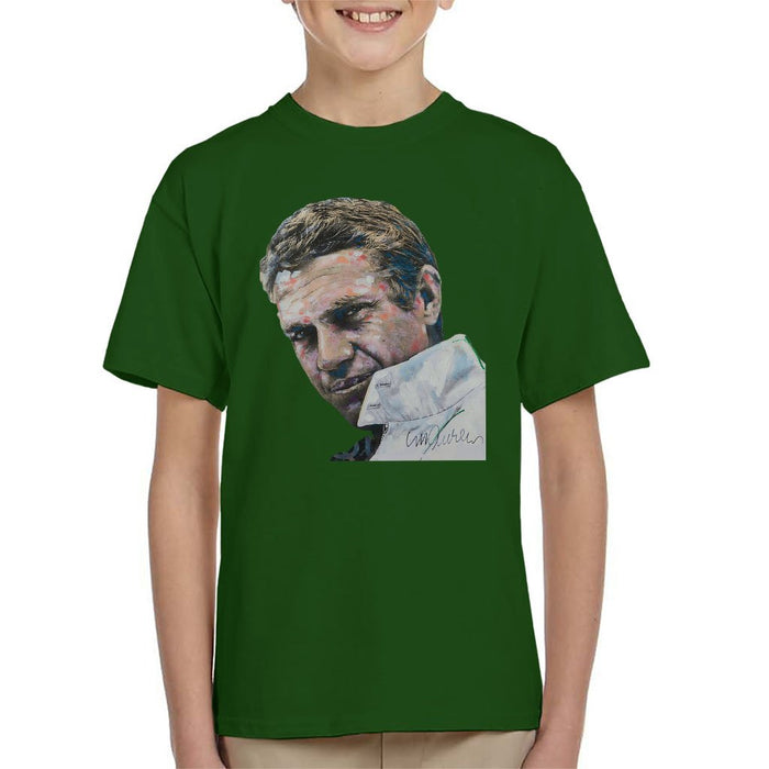 Sidney Maurer Original Portrait Of Steve McQueen Kids T-Shirt - Kids Boys T-Shirt