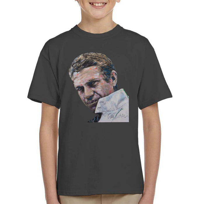 Sidney Maurer Original Portrait Of Steve McQueen Kids T-Shirt - Kids Boys T-Shirt