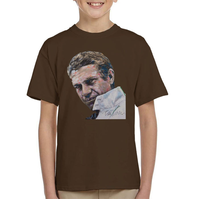 Sidney Maurer Original Portrait Of Steve McQueen Kids T-Shirt - Kids Boys T-Shirt