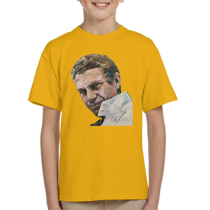 Sidney Maurer Original Portrait Of Steve McQueen Kids T-Shirt - Kids Boys T-Shirt