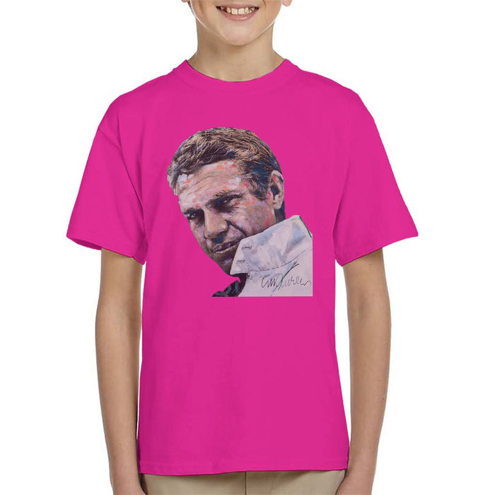 Sidney Maurer Original Portrait Of Steve McQueen Kids T-Shirt - Kids Boys T-Shirt