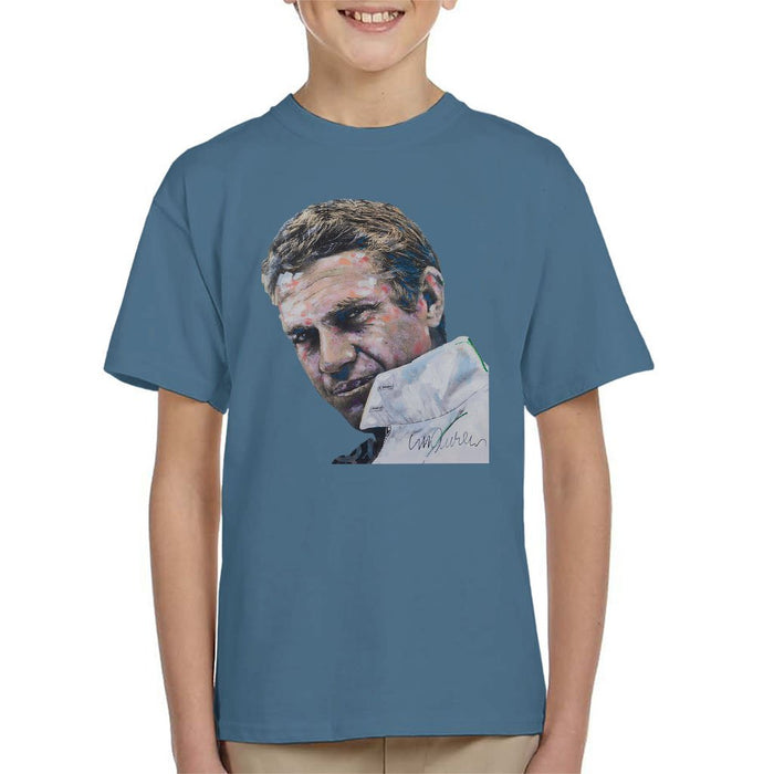 Sidney Maurer Original Portrait Of Steve McQueen Kids T-Shirt - Kids Boys T-Shirt