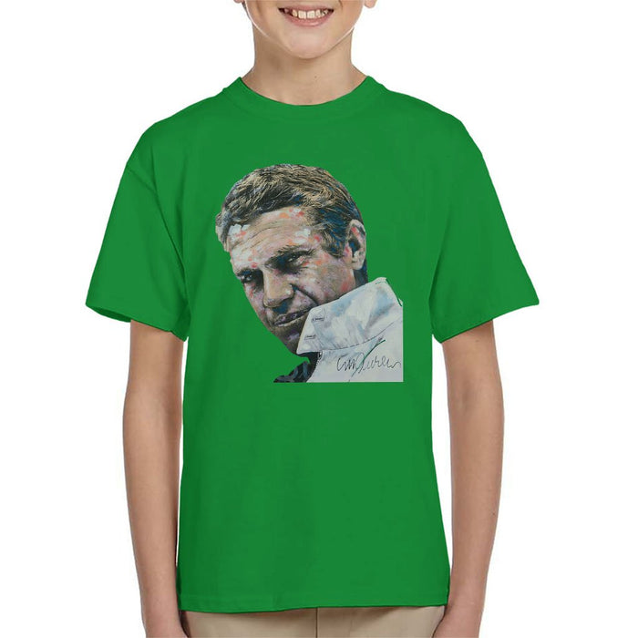 Sidney Maurer Original Portrait Of Steve McQueen Kids T-Shirt - Kids Boys T-Shirt