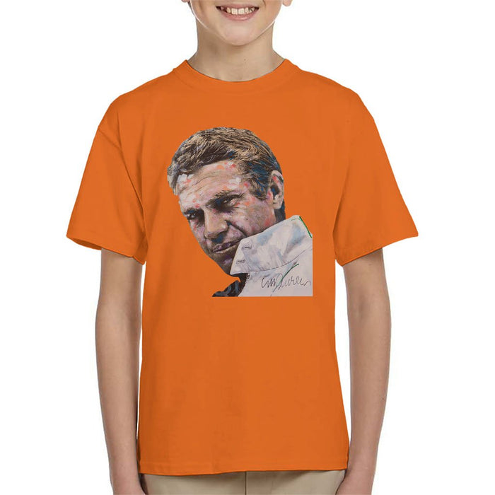 Sidney Maurer Original Portrait Of Steve McQueen Kids T-Shirt - Kids Boys T-Shirt
