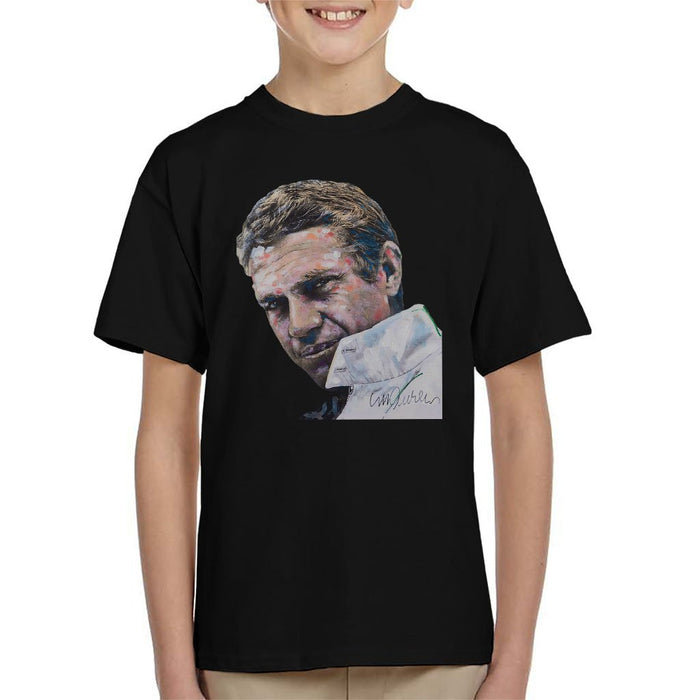 Sidney Maurer Original Portrait Of Steve McQueen Kids T-Shirt - Kids Boys T-Shirt