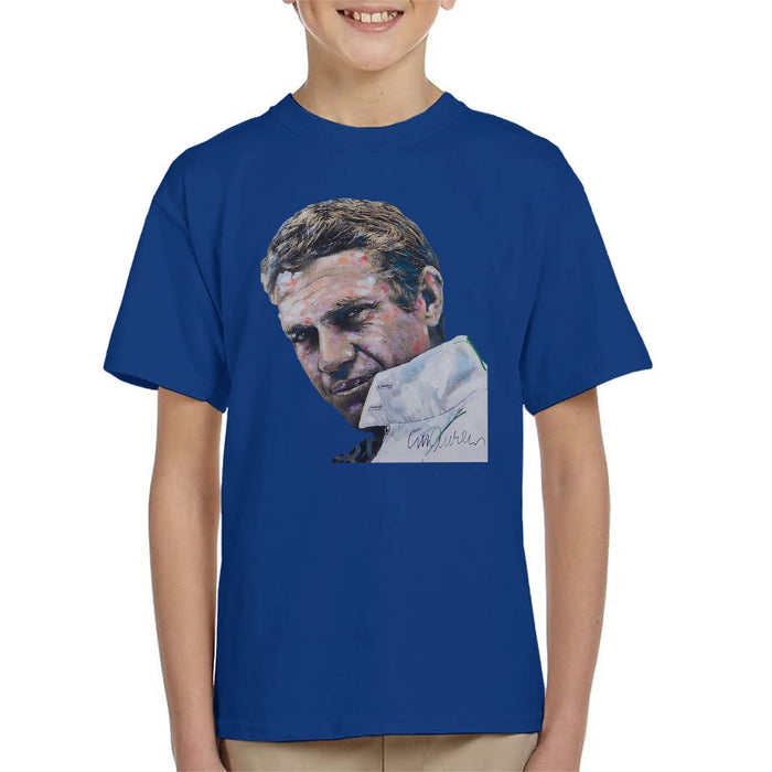 Sidney Maurer Original Portrait Of Steve McQueen Kids T-Shirt - Kids Boys T-Shirt