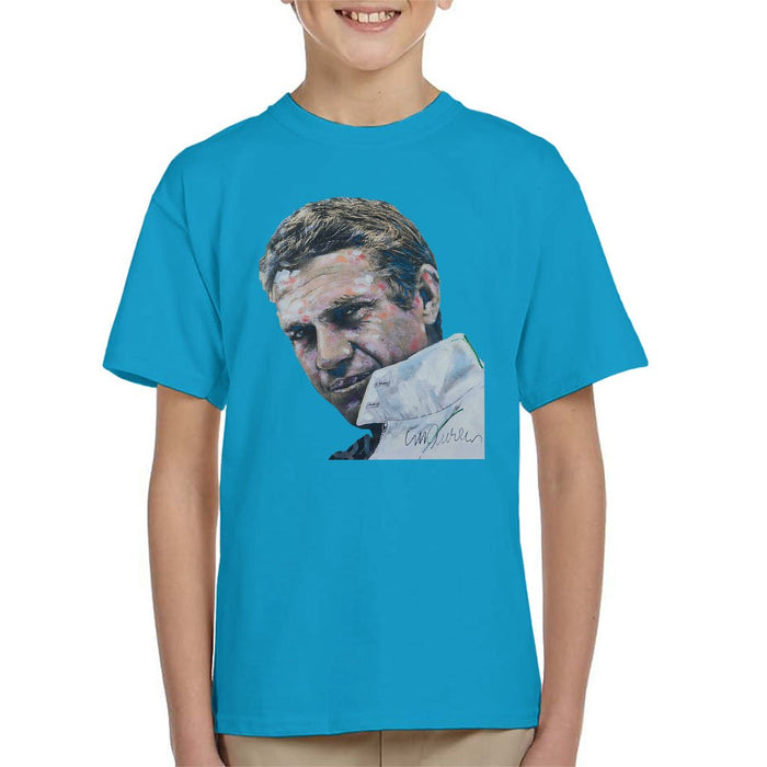 Sidney Maurer Original Portrait Of Steve McQueen Kids T-Shirt - Kids Boys T-Shirt