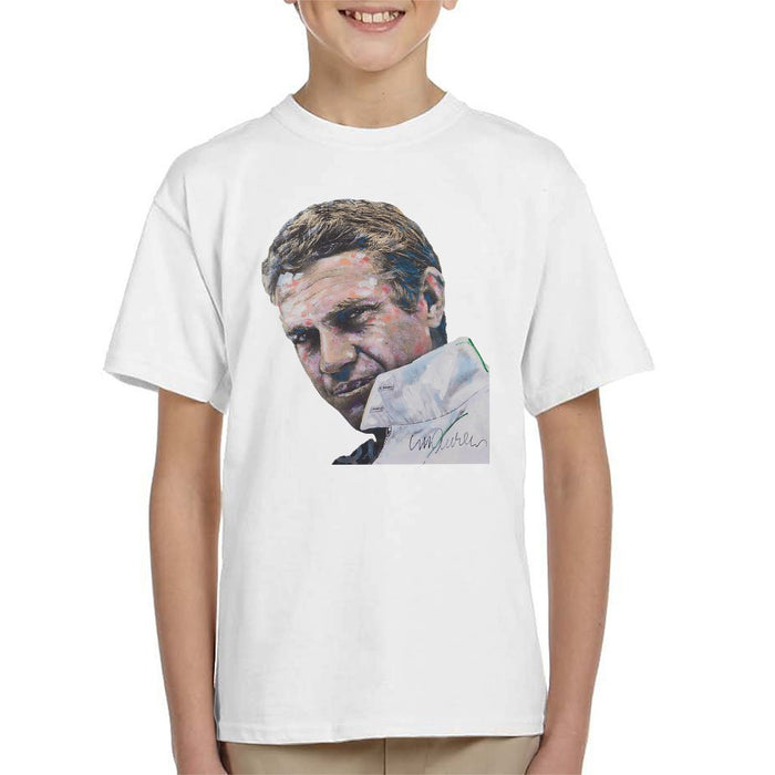 Sidney Maurer Original Portrait Of Steve McQueen Kids T-Shirt - Kids Boys T-Shirt