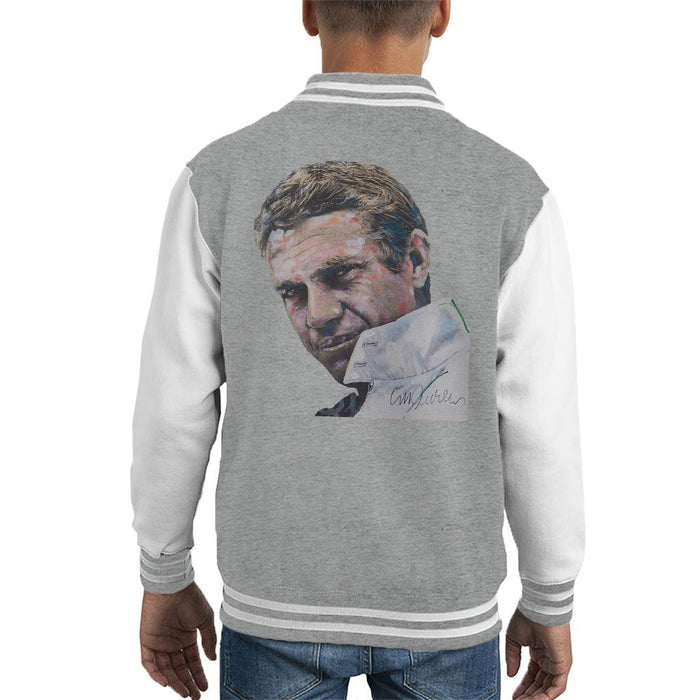 Sidney Maurer Original Portrait Of Steve McQueen Kids Varsity Jacket - Kids Boys Varsity Jacket