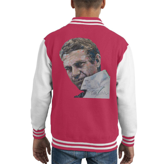 Sidney Maurer Original Portrait Of Steve McQueen Kids Varsity Jacket - Kids Boys Varsity Jacket
