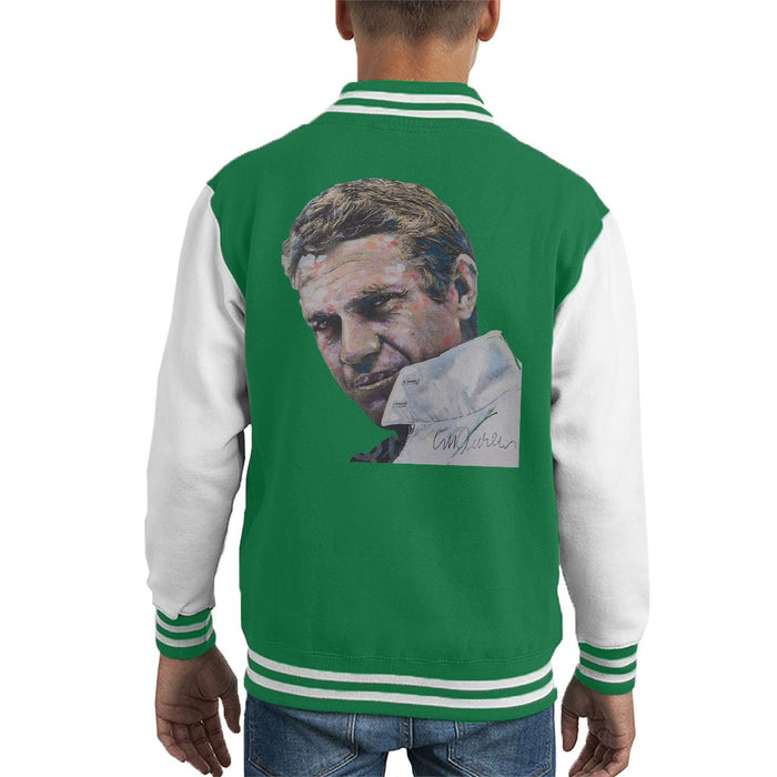 Sidney Maurer Original Portrait Of Steve McQueen Kids Varsity Jacket - Kids Boys Varsity Jacket