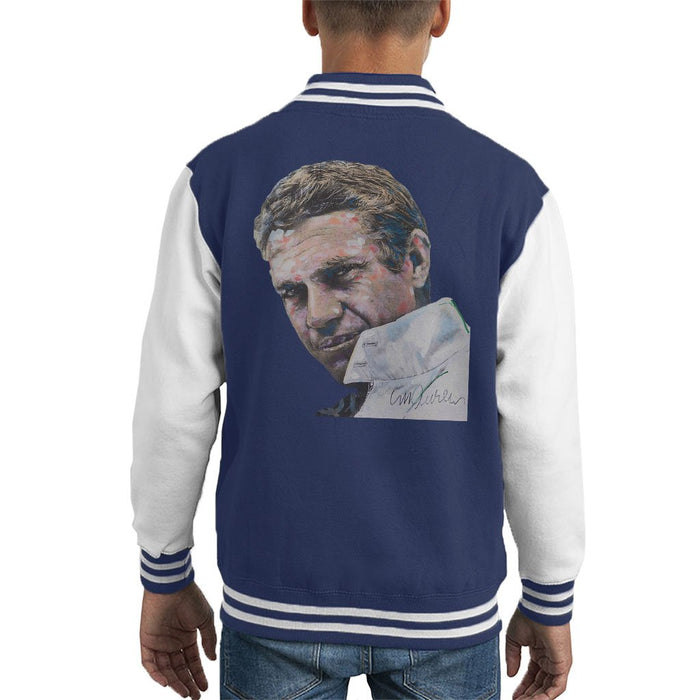Sidney Maurer Original Portrait Of Steve McQueen Kids Varsity Jacket - Kids Boys Varsity Jacket