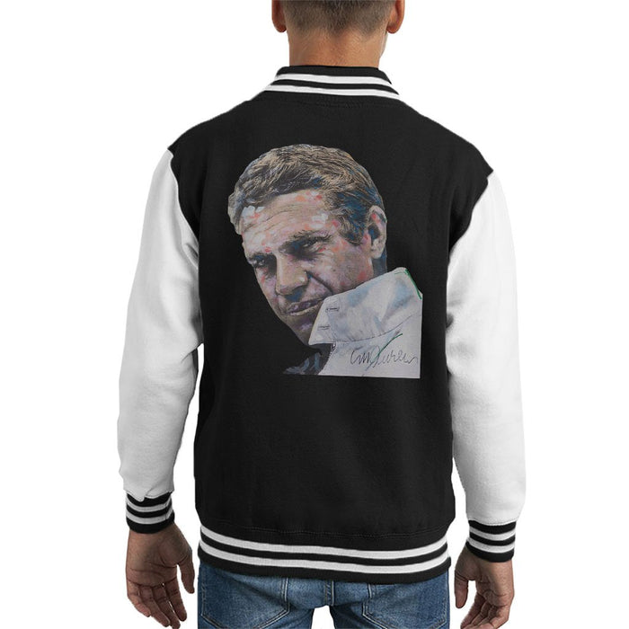 Sidney Maurer Original Portrait Of Steve McQueen Kids Varsity Jacket - Kids Boys Varsity Jacket