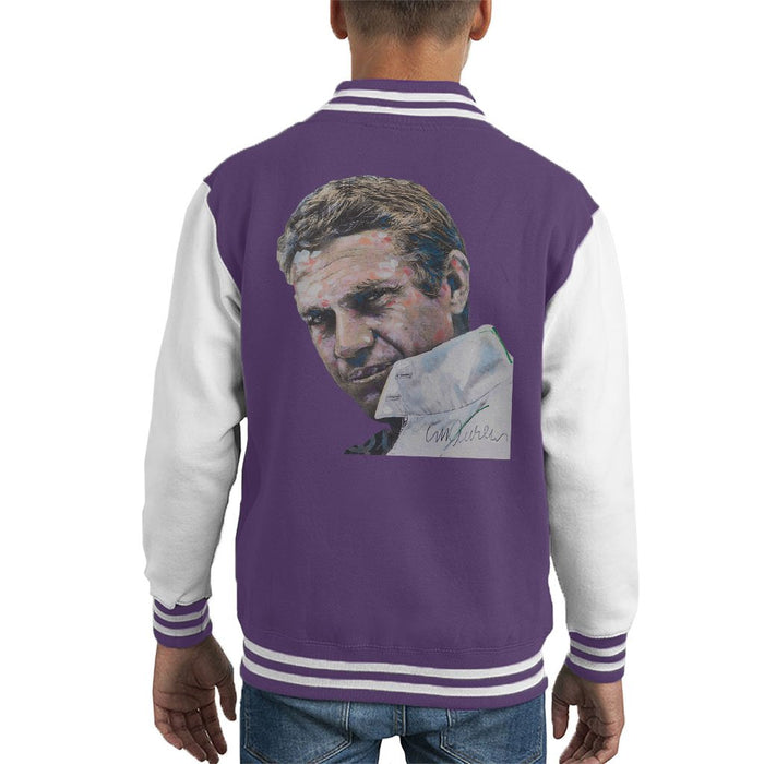Sidney Maurer Original Portrait Of Steve McQueen Kids Varsity Jacket - Kids Boys Varsity Jacket