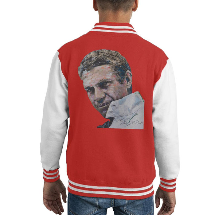 Sidney Maurer Original Portrait Of Steve McQueen Kids Varsity Jacket - Kids Boys Varsity Jacket