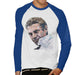 Sidney Maurer Original Portrait Of Steve McQueen Mens Baseball Long Sleeved T-Shirt - Small / White/Royal - Mens Baseball Long Sleeved