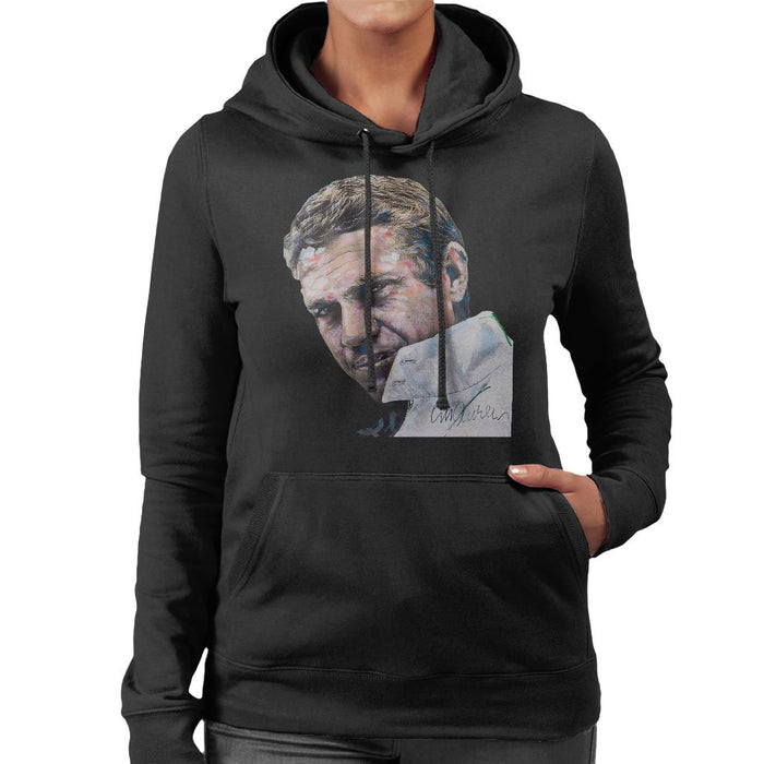 Sidney Maurer Original Portrait Of Steve McQueen Womens Hooded Sweatshirt - Womens Hooded Sweatshirt