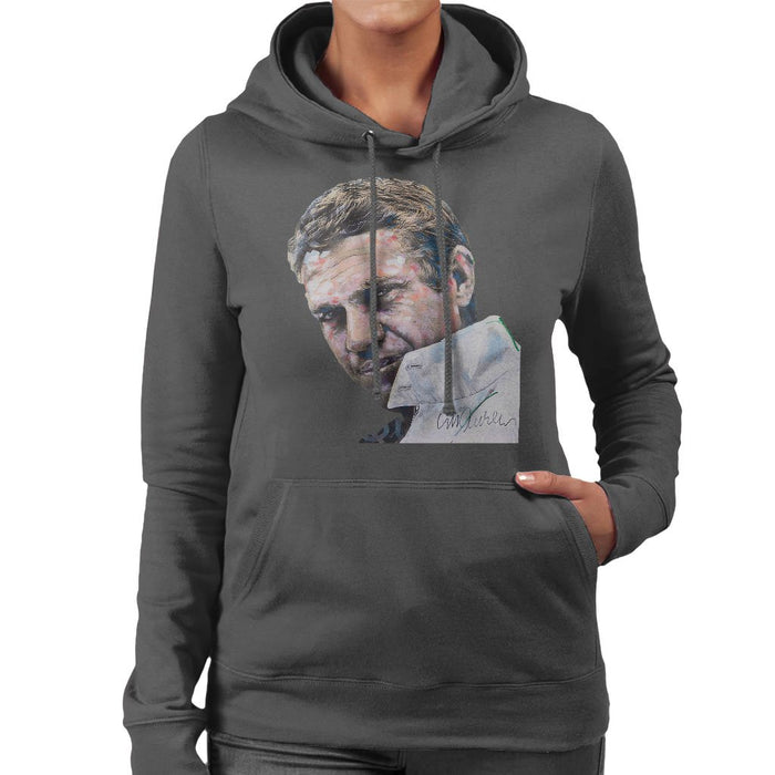 Sidney Maurer Original Portrait Of Steve McQueen Womens Hooded Sweatshirt - Womens Hooded Sweatshirt