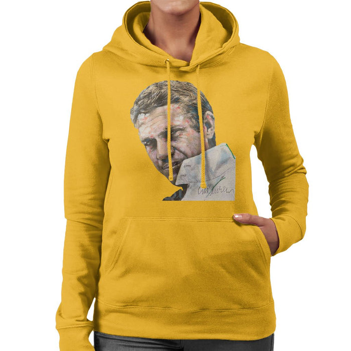 Sidney Maurer Original Portrait Of Steve McQueen Womens Hooded Sweatshirt - Womens Hooded Sweatshirt