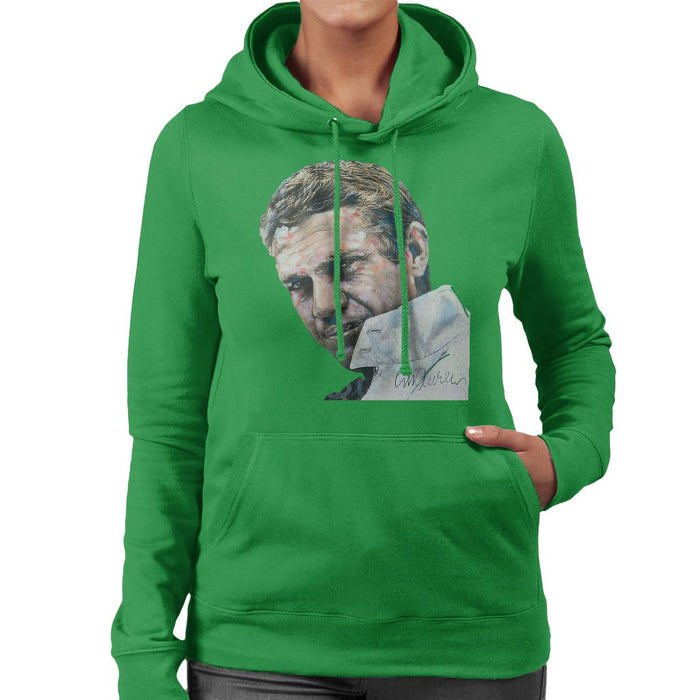 Sidney Maurer Original Portrait Of Steve McQueen Womens Hooded Sweatshirt - Womens Hooded Sweatshirt