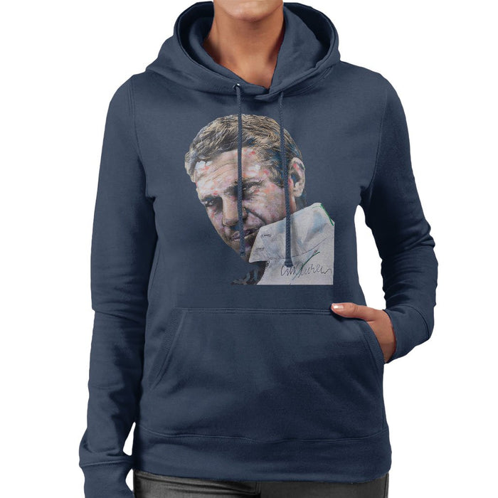 Sidney Maurer Original Portrait Of Steve McQueen Womens Hooded Sweatshirt - Womens Hooded Sweatshirt