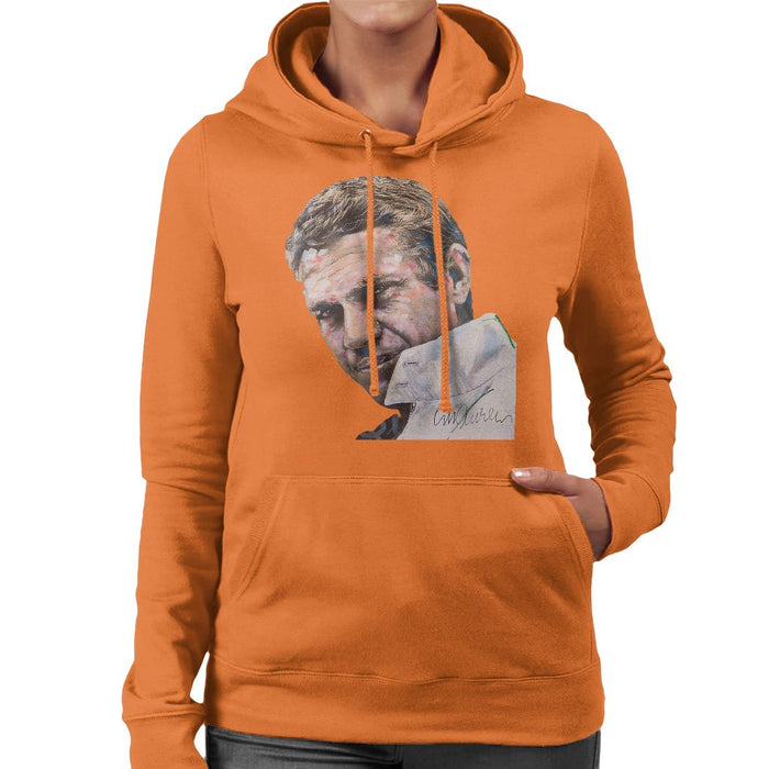 Sidney Maurer Original Portrait Of Steve McQueen Womens Hooded Sweatshirt - Womens Hooded Sweatshirt