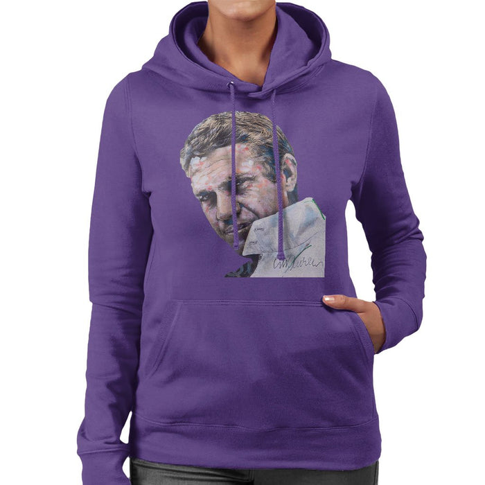 Sidney Maurer Original Portrait Of Steve McQueen Womens Hooded Sweatshirt - Womens Hooded Sweatshirt