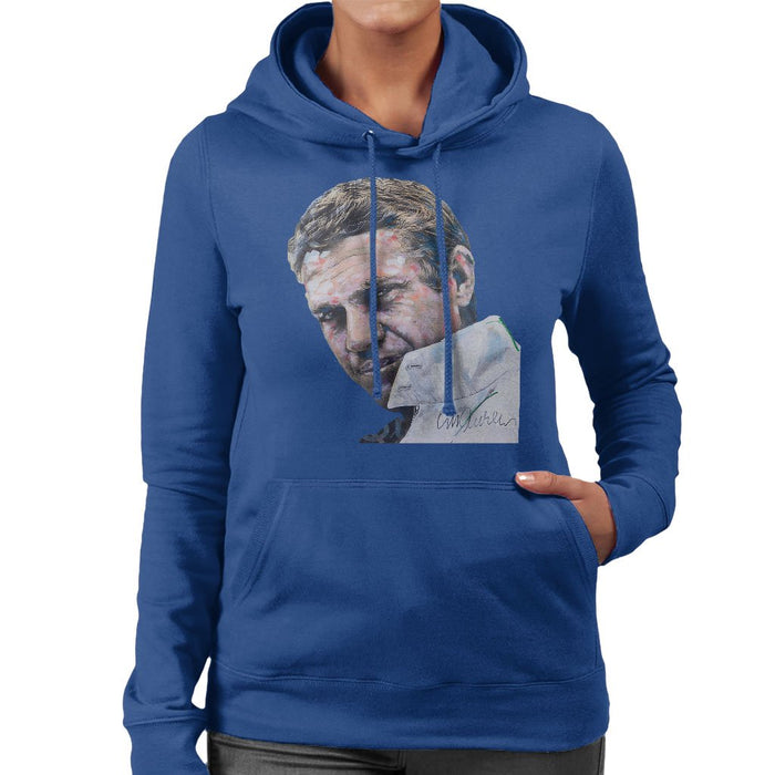 Sidney Maurer Original Portrait Of Steve McQueen Womens Hooded Sweatshirt - Womens Hooded Sweatshirt
