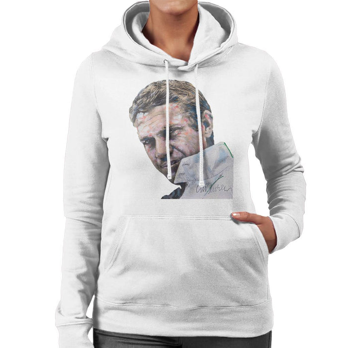 Sidney Maurer Original Portrait Of Steve McQueen Womens Hooded Sweatshirt - Womens Hooded Sweatshirt